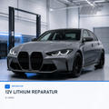 Grauer BMW M3 G80 im hellen Werkstattstudio
