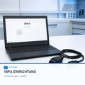 Laptop mit INPA-Diagnosesoftware und OBD-Diagnosekabeln